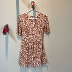 One Clothing pink and black lace dress. Lined.